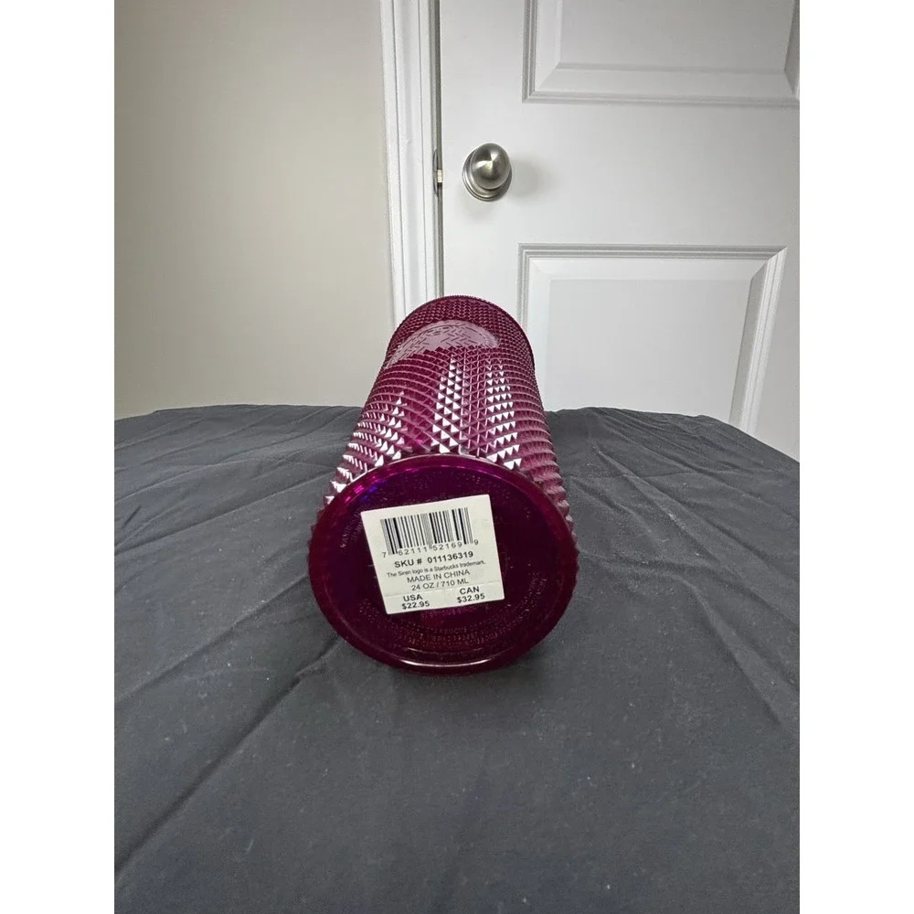 Starbucks Holiday 2022 Magenta Chrome Studded Venti‎ 24oz Tumbler NWT Cup